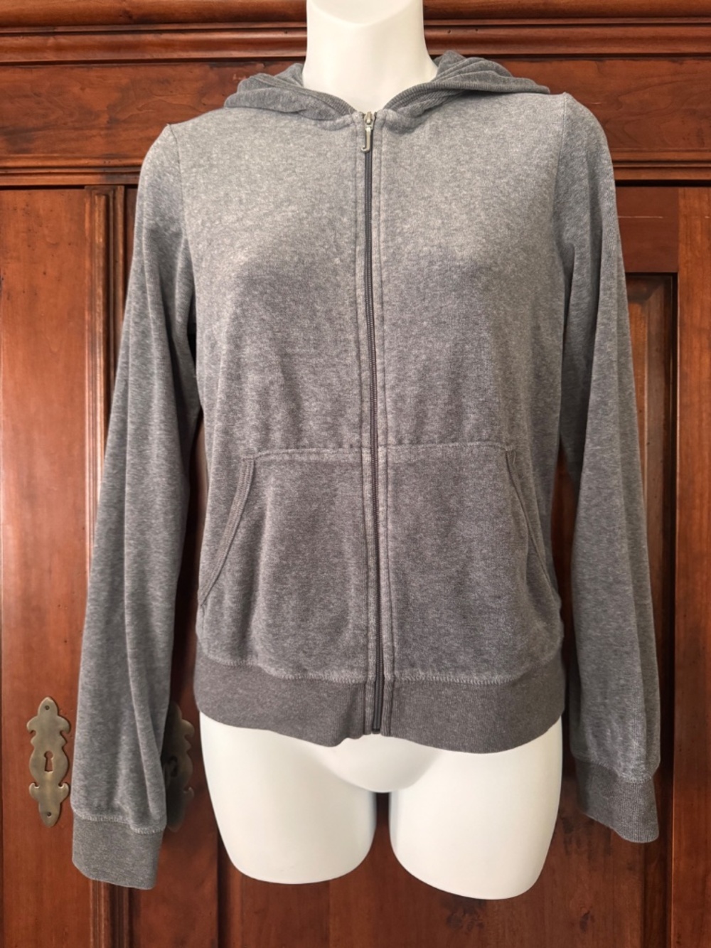 Juicy Couture Grey Velour Zip Up Hoodie Size L